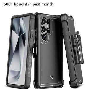 Black Heavy-Duty Phone Case with Belt Clip and Reinforced Corners